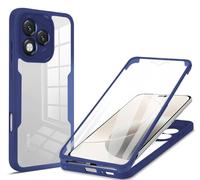SEAHAI Clear Case for HONOR 400 Lite 5G, with Built-in Screen Protector 360° Full Body Rugged Armor Heavy Duty Shockproof Silicone TPU Bumper Trasparent Cover - Blue