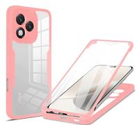 SEAHAI Clear Case for HONOR 400 Lite 5G, with Built-in Screen Protector 360° Full Body Rugged Armor Heavy Duty Shockproof Silicone TPU Bumper Trasparent Cover - Pink