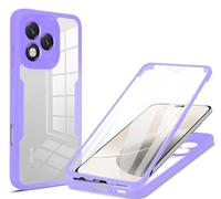 SEAHAI Clear Case for HONOR 400 Lite 5G, with Built-in Screen Protector 360° Full Body Rugged Armor Heavy Duty Shockproof Silicone TPU Bumper Trasparent Cover - Purple