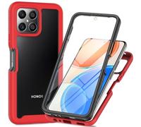 SEAHAI Clear Case for Honor 70 Lite 5G / Honor X6 / Honor X8 5G, [with Built-in Screen Protector] Military Grade Full Body Rugged Armor Cover, Heavy Duty Dropproof Shockproof Case - Dark red