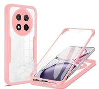 SEAHAI Clear Case for HONOR Magic 7 Lite 5G (Magic7 Lite), with Built-in Screen Protector 360° Full Body Rugged Armor Heavy Duty Shockproof Silicone TPU Bumper Trasparent Cover - Pink