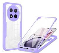 SEAHAI Clear Case for HONOR Magic 7 Lite 5G (Magic7 Lite), with Built-in Screen Protector 360° Full Body Rugged Armor Heavy Duty Shockproof Silicone TPU Bumper Trasparent Cover - Purple