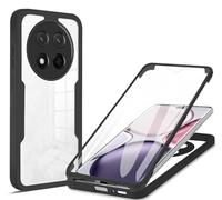 SEAHAI Clear Case for HONOR Magic 7 Lite 5G (Magic7 Lite), with Built-in Screen Protector 360° Full Body Rugged Armor Heavy Duty Shockproof Silicone TPU Bumper Trasparent Cover - Black