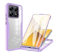 SEAHAI Clear Case for HONOR X6c, with Built-in Screen Protector 360° Full Body Rugged Armor Heavy Duty Shockproof Silicone TPU Bumper Trasparent Cover - Purple