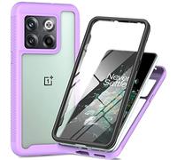 SEAHAI Clear Case for OnePlus 10T 5G, [with Built-in Screen Protector] Military Grade Full Body Rugged Armor Cover, Heavy Duty Dropproof Shockproof Case - Light purple