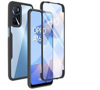SEAHAI Clear Case for OPPO A16 / OPPO A16s / OPPO A54s, with Built-in Screen Protector 360° Full Body Rugged Armor Heavy Duty Shockproof Silicone TPU Bumper Trasparent Cover. Black