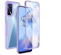 SEAHAI Clear Case for OPPO A16 / OPPO A16s / OPPO A54s, with Built-in Screen Protector 360° Full Body Rugged Armor Heavy Duty Shockproof Silicone TPU Bumper Trasparent Cover. Purple