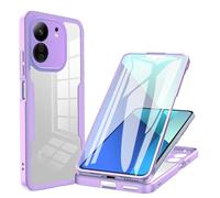 SEAHAI Clear Case for OPPO A5X 5G/4G, with Built-in Screen Protector 360° Full Body Rugged Armor Heavy Duty Shockproof Silicone TPU Bumper Trasparent Cover - Purple
