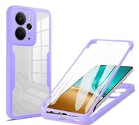 SEAHAI Clear Case for Realme 14 5G / Realme 14T 5G, with Built-in Screen Protector 360° Full Body Rugged Armor Heavy Duty Shockproof Silicone TPU Bumper Trasparent Cover - Purple