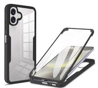 SEAHAI Clear Case for Samsung Galaxy A06 4G/5G, with Built-in Screen Protector 360° Full Body Rugged Armor Heavy Duty Shockproof Silicone TPU Bumper Trasparent Cover. Black
