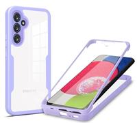 SEAHAI Clear Case for Samsung Galaxy A34 5G, with Built-in Screen Protector 360° Full Body Rugged Armor Heavy Duty Shockproof Silicone TPU Bumper Trasparent Cover. Purple