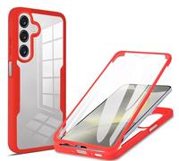 SEAHAI Clear Case for Samsung Galaxy A56 5G / Samsung A36 5G, with Built-in Screen Protector 360° Full Body Rugged Armor Heavy Duty Shockproof Silicone TPU Bumper Trasparent Cover. Red