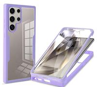SEAHAI Clear Case for Samsung Galaxy S25 Ultra 5G, with Built-in Screen Protector 360° Full Body Rugged Armor Heavy Duty Shockproof Silicone TPU Bumper Trasparent Cover. Purple