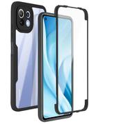 SEAHAI Clear Case for Xiaomi 11 Lite 5G NE/Xiaomi Mi 11 Lite, with Built-in Screen Protector 360° Full Body Rugged Armor Heavy Duty Shockproof Silicone TPU Bumper Trasparent Cover. Black