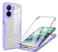 SEAHAI Clear Case for Xiaomi POCO C71 4G, with Built-in Screen Protector 360° Full Body Rugged Armor Heavy Duty Shockproof Silicone TPU Bumper Trasparent Cover - Purple