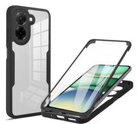 SEAHAI Clear Case for Xiaomi POCO C71 4G, with Built-in Screen Protector 360° Full Body Rugged Armor Heavy Duty Shockproof Silicone TPU Bumper Trasparent Cover - Black