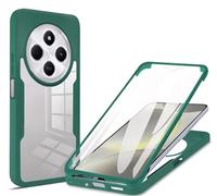 SEAHAI Clear Case for Xiaomi Redmi 14C / Xiaomi Poco C75, with Built-in Screen Protector 360° Full Body Rugged Armor Heavy Duty Shockproof Silicone TPU Bumper Trasparent Cover. Green