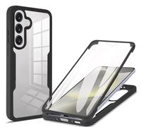 SEAHAI Clear Case for Xiaomi Redmi 15C 4G, with Built-in Screen Protector 360° Full Body Rugged Armor Heavy Duty Shockproof Silicone TPU Bumper Trasparent Cover - Black