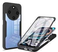 SEAHAI Clear Case for Xiaomi Redmi A3, with Built-in Screen Protector 360° Full Body Rugged Armor Heavy Duty Shockproof Silicone TPU Bumper Trasparent Cover. Black