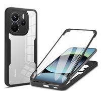 SEAHAI Clear Case for Xiaomi Redmi Note 14 4G, with Built-in Screen Protector 360° Full Body Rugged Armor Heavy Duty Shockproof Silicone TPU Bumper Trasparent Cover. Black