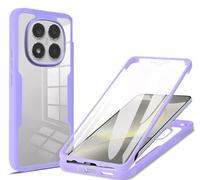 SEAHAI Clear Case for Xiaomi Redmi Note 14 Pro 5G / POCO X7 5G, with Built-in Screen Protector 360° Full Body Rugged Armor Heavy Duty Shockproof Silicone TPU Bumper Trasparent Cover. Purple