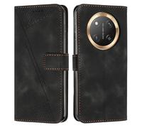 SEAHAI Leather Flip Case for HONOR Magic 7 Lite 5G, Premium PU Wallet Stand Folio Shockproof TPU Shell Cover with Kickstand/Card Holder/RFID Blocking/Magnetic Close - Black