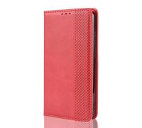 SEAHAI Leather Folio Case for Blackview A85, Premium PU Wallet Cover with Credit Card Pocket/Cash Slots/Support Kickstand, Flip Magnetic Automatic Adsorption Shell - Red