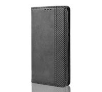 SEAHAI Leather Folio Case for Realme 14X 5G / Realme C75 4G, Premium PU Wallet Cover with Credit Card Pocket/Cash Slots/Support Kickstand, Flip Magnetic Automatic Adsorption Shell - Black