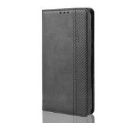SEAHAI Leather Folio Case for ZTE Blade A76 4G, Premium PU Wallet Cover with Credit Card Pocket/Cash Slots/Support Kickstand, Flip Magnetic Automatic Adsorption Shell - Black