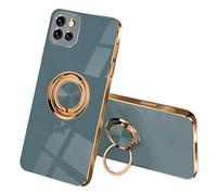 SEAHAI SEEKOO Case for Samsung Galaxy A22 5G, Ultra Thin TPU Bumper Shockproof Soft Cover Electroplating Phnom Penh Design Silicone Skin Slim Case with 360 Degree Ring Kickstand, Gray