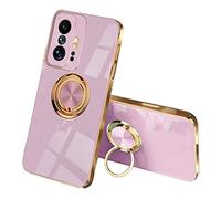 SEAHAI SEEKOO Case for Xiaomi 11T Pro 5G / Xiaomi 11T 5G, Ultra Thin TPU Bumper Shockproof Soft Cover Electroplating Phnom Penh Design Silicone Skin Slim Case with 360 Degree Ring Kickstand, Purple