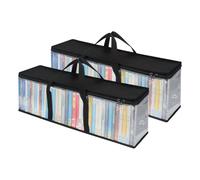 Seahelms 2 Pcs DVD Storage Bags Disc CD Carry Case Clear PVC Disc CD Holder Case with Handles for DVDs,CDs,Video Games,Books,Hold up to 80 DVDs (40 Each Bag)