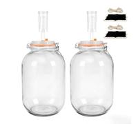 Seahelms 2 Pcs Fermentation Jars with Air Lock 3700 ml Large Capacity Fermenting Jar Fermentation for Kimchi, Sauerkraut, Sourdough Starter