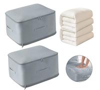 Seahelms 2 PCS Ultra Space Saving Self Compression Organizer Large Capacity Self Compression Storage Bags Duvet Storage Bag for Duvet and Clothes- XL,54x42x60cm (Grey)