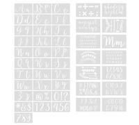 Seahelms 45 Pcs Letter Stencils for Painting on Wood,Reusable Plastic Letter Number Templates Set with Numbers and Signs,Alphabet Stencils for Art Drawing Wood Painting Letter Blessing Gift Tag