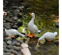Seahelms Set of 3 Duck Statues Resin Animal Garden Sculptures Decorations Garden Ornaments Outdoor for Patio,Balcony,Yard