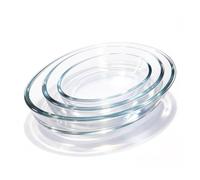 Seahelms Set of 3 Glass Baking Dishes (0.7L+1.6L+2.4L) - Nesting Oven Roaster Set, Microwave & Dishwasher Safe, Easy-Clean Cookware for Meal Prep
