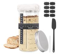 Seahelms Sourdough Starter Kit 1000ml Glass Sourdough Starter Jar with Thermometer,Feeding Date Band,Silicone Scraper,Metal Lid, Cloth Cover for Sourdough Baking