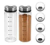 Seahelms Stainless Steel Salt and Pepper Shakers with Glass Body & Adjustable Rotating Lid - 2-Pack Spice Dispensers for Kitchen, Dining Table, Restaurant and Party Use (300ml)