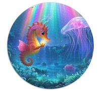 Seahorse 1000 Piece Wildlife Round Jigsaw Puzzles What Happens Next Beautiful Decoration for Adults And Kids 1000pcs (67.5x67.5cm)