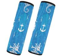Seahorse Anchors on Blue Sea Seatbelt Padded Strap Cover Car Seat Strap Pads Set