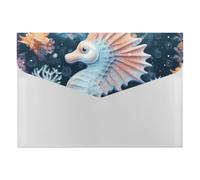 Seahorse and Starfish File Folder, Plastic Accordion File Folders with 6 Pockets, Expanding File Organizer with Snap Closure, Portable Document Paper Organizer, Office Supplies Filing Folders