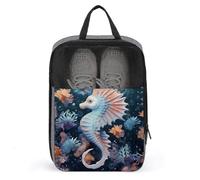 Seahorse And Starfish Shoe Bag Waterproof & Breathable Shoe Pouch for Travel, Portable Carry Case for Sports Sneakers, Gym, Vacation