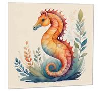 Seahorse Birthday Card Watercolour Sea Horse Greeting Card 145 x 145mm