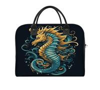 Seahorse Blue Pattern Laptop Tote Bag Casual Travel Handbag Multi Pocket Shoulder Bags for Work Travel