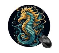 Seahorse Blue Pattern Round Mouse Pad Non-Slip Rubber Mouse Mat Portable Mousepad for Gamers Home Office Desk Accessories,7.8 Inch