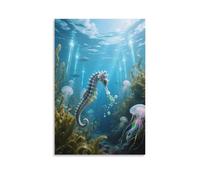 Seahorse Canvas Wall Art Seaweed Print On Canvas Modern for Living Room And Bedroom Decor Gift 20x30inch(50x75cm)