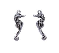 Seahorse Charms For Bookmark Decorations, 26x9mm, Antique Silver Color, 10 Pieces