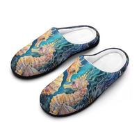 Seahorse Coral Sea Plants Mens Slipper Slip On Winter Warm House Slippers Shoes Indoor Outdoor