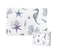 Seahorse Coral Starfish Sea Summer,1000 Pieces Wooden Jigsaw Family Game Jigsaw Puzzles for Adults Teens Home Decor